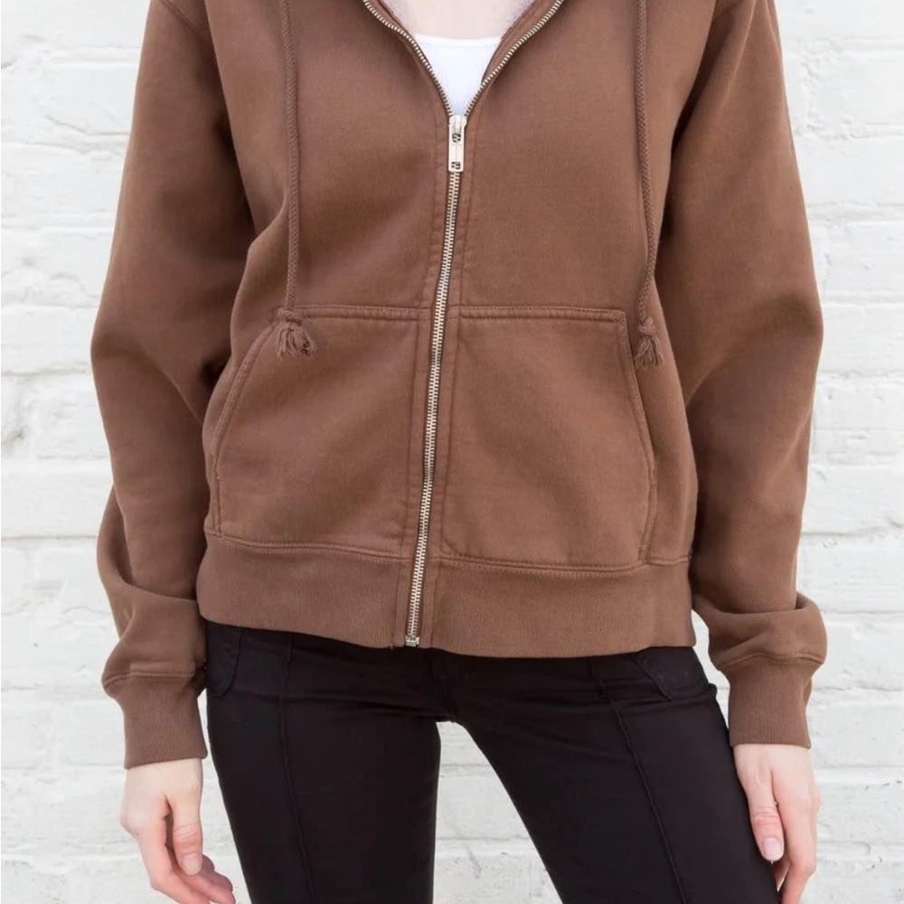 Brandy Melville Brown Zip-Up Hoodie